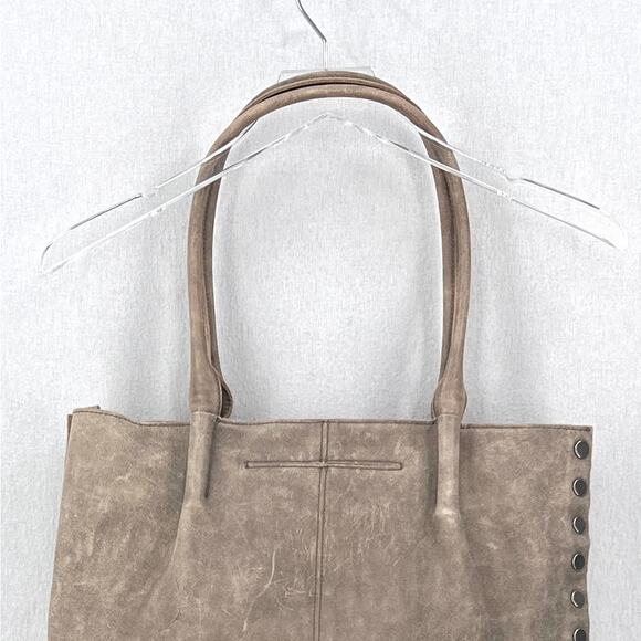 HAMMITT Oliver Zip Tote Womens Large Distressed Taupe Gray Studded Shoulder Bag - Picture 15 of 16